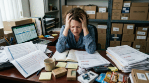 5 Signs You Need a Dedicated Bookkeeper for Inventory Now 1 Small business owner struggling with inventory bookkeeping in Australia