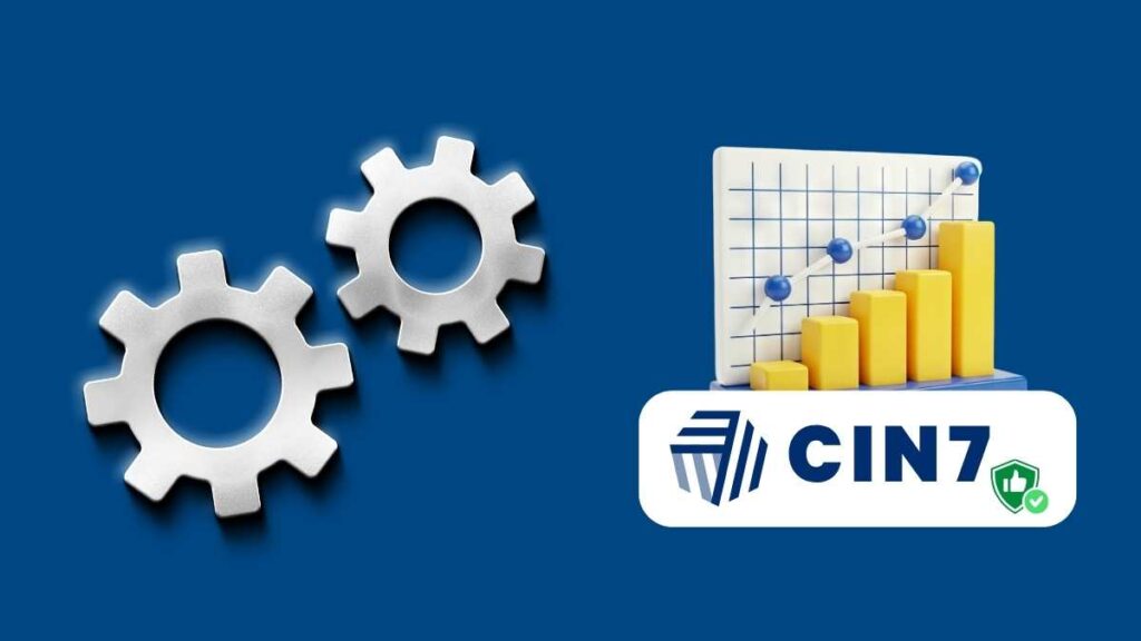 Cin7 logo with charts representing inventory reporting and performance