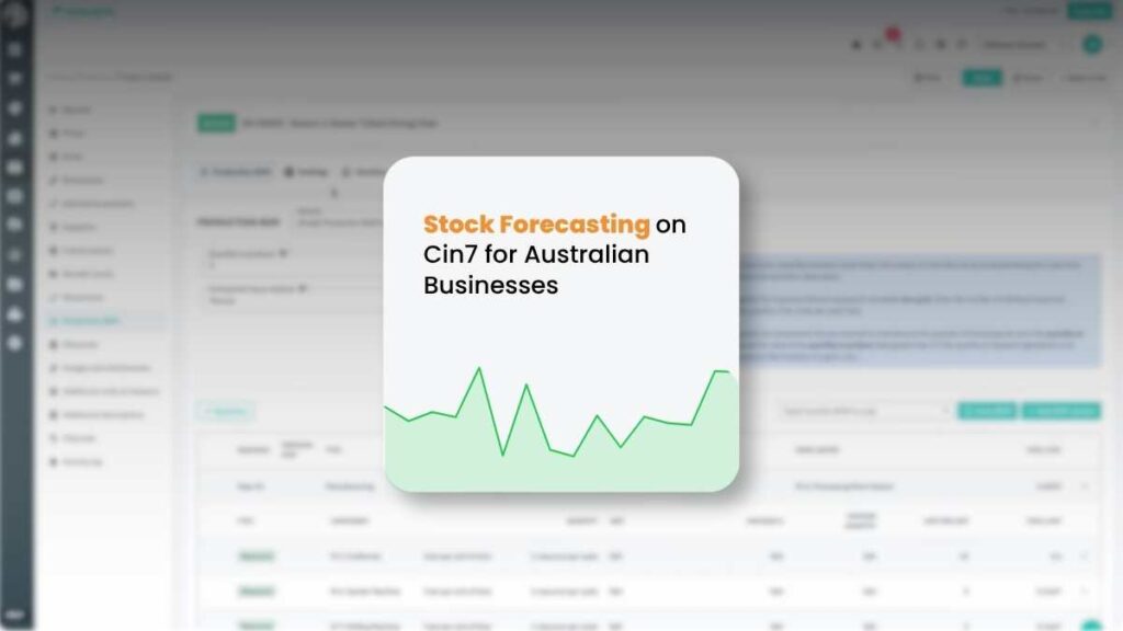 Cin7 dashboard displaying stock forecasting data