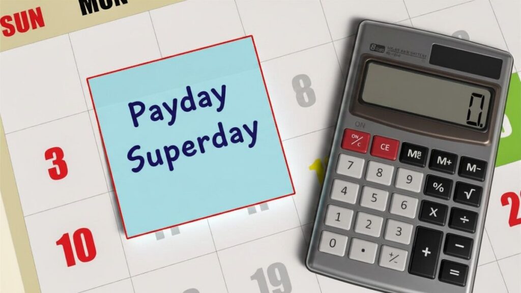 Payroll calculator on payday calendar